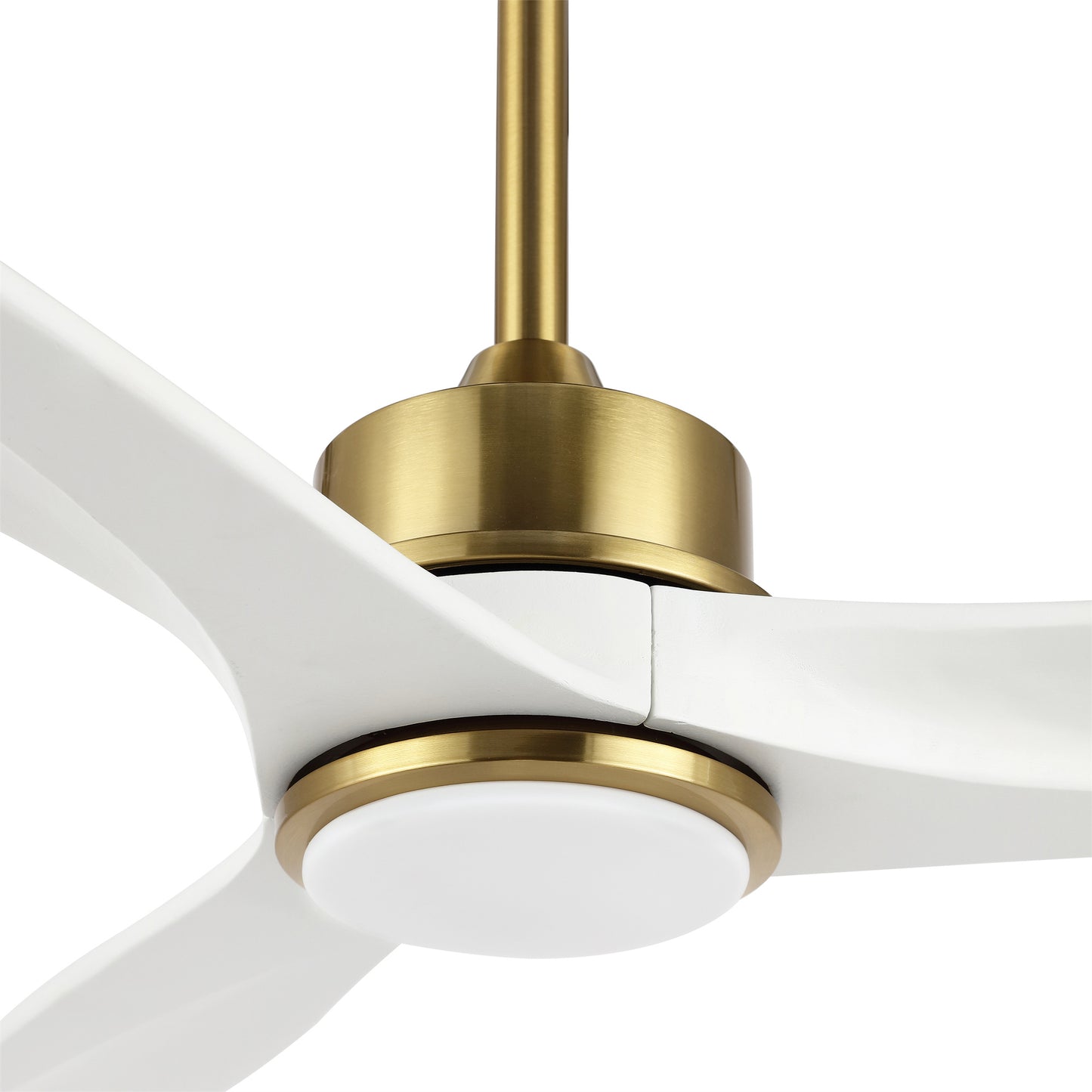 52" Gold and White Ceiling Fan with LED Light and Remote – Modern Dimmable Fan