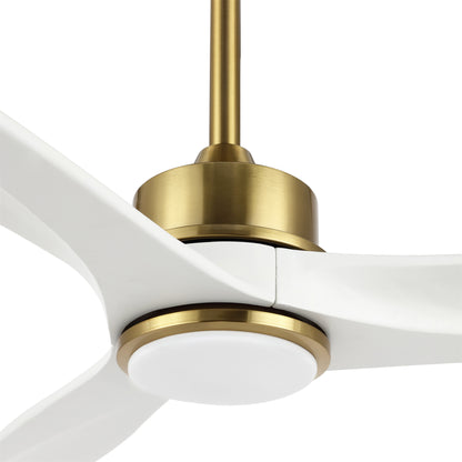 52" Gold and White Ceiling Fan with LED Light and Remote – Modern Dimmable Fan