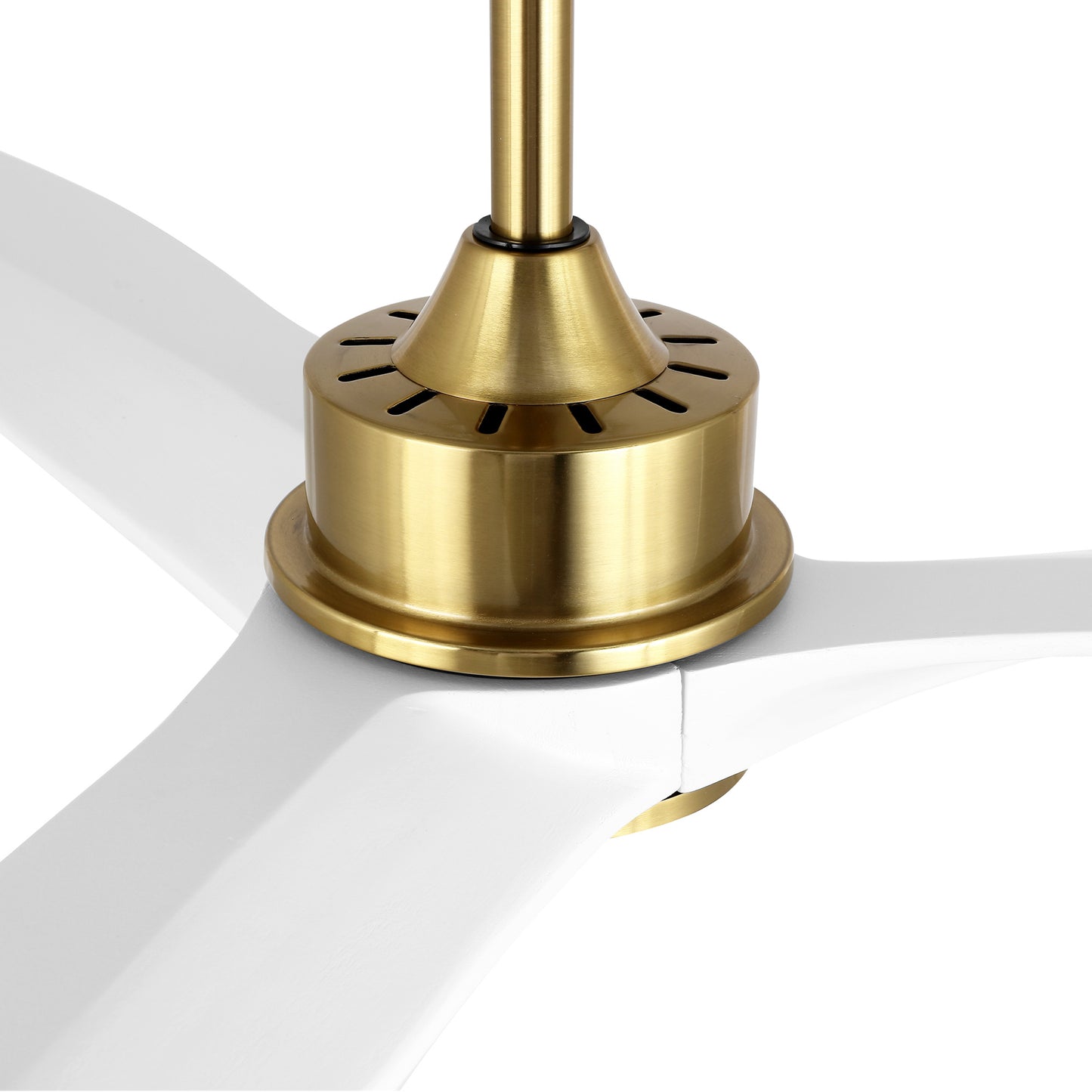 52" Gold and White Ceiling Fan with LED Light and Remote – Modern Dimmable Fan