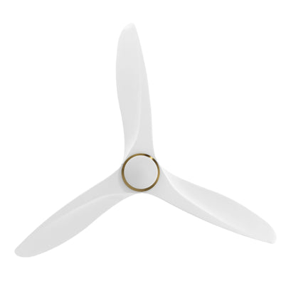 52" Gold and White Ceiling Fan with LED Light and Remote – Modern Dimmable Fan