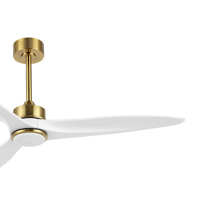 52" Gold and White Ceiling Fan with LED Light and Remote – Modern Dimmable Fan