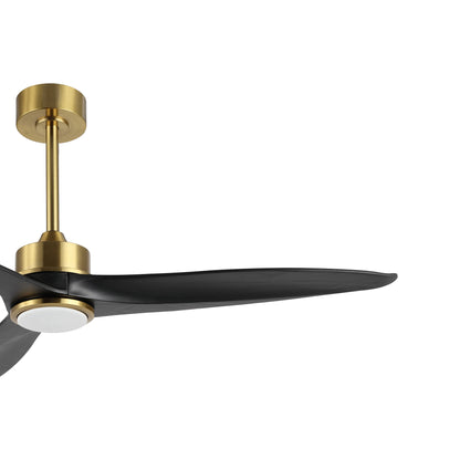 52" Gold and Black Ceiling Fan with LED Light and Remote – Modern Dimmable Fan