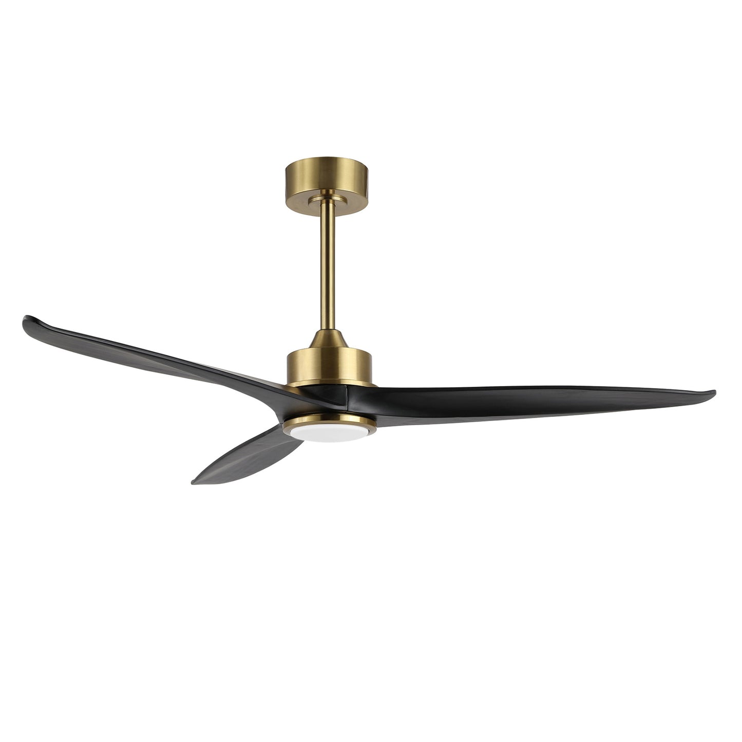 52" Gold and Black Ceiling Fan with LED Light and Remote – Modern Dimmable Fan
