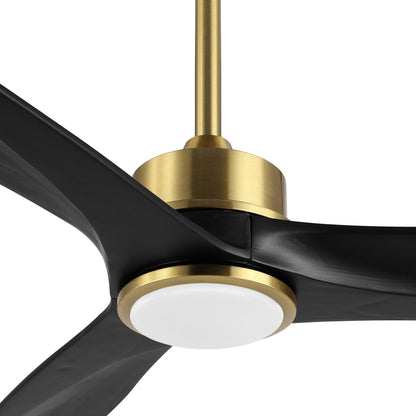 52" Gold and Black Ceiling Fan with LED Light and Remote – Modern Dimmable Fan