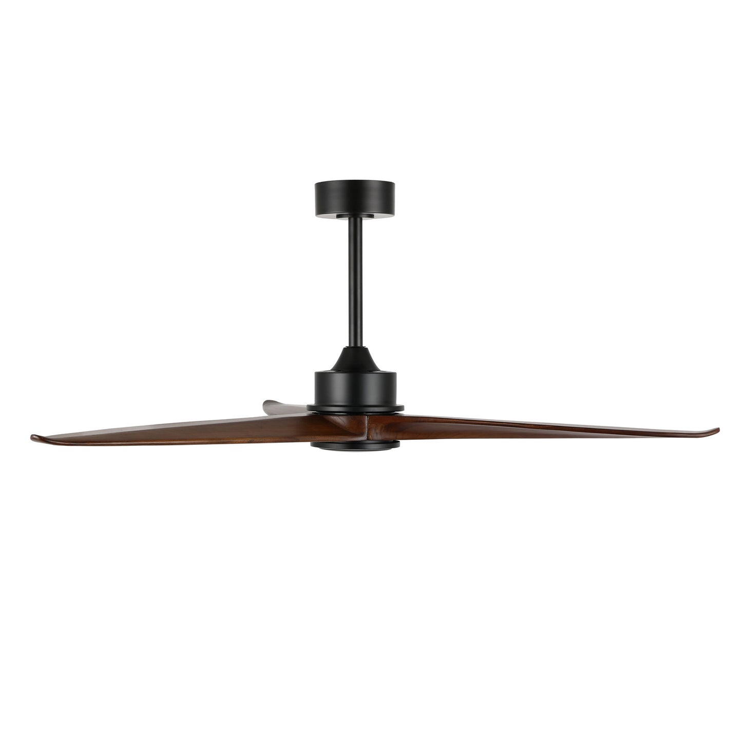 52" Black Ceiling Fan with Walnut Wood Blades and Remote – Modern No Light Fan