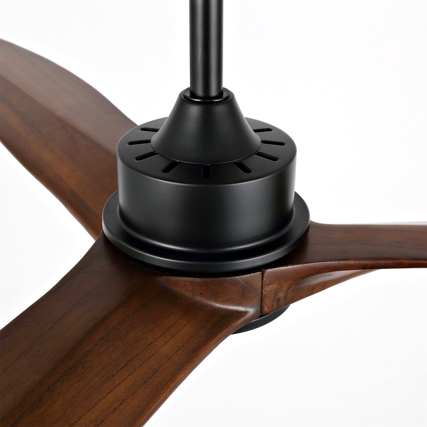 52" Black Ceiling Fan with Walnut Wood Blades and Remote – Modern No Light Fan