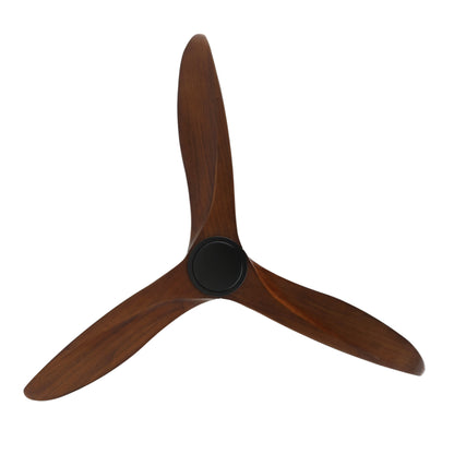 52" Black Ceiling Fan with Walnut Wood Blades and Remote – Modern No Light Fan