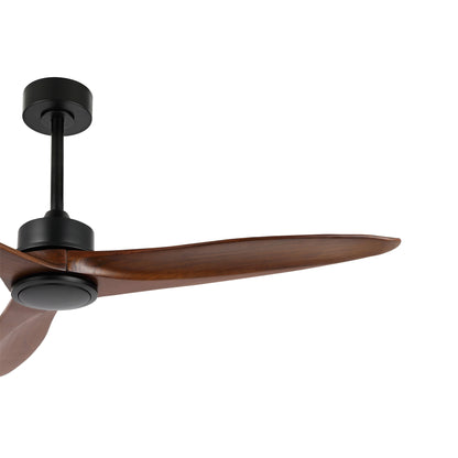 52" Black Ceiling Fan with Walnut Wood Blades and Remote – Modern No Light Fan