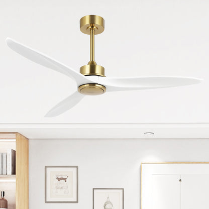 52" Gold and White Ceiling Fan with Remote – Modern No Light Fan