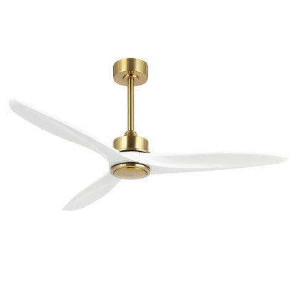 52" Gold and White Ceiling Fan with Remote – Modern No Light Fan