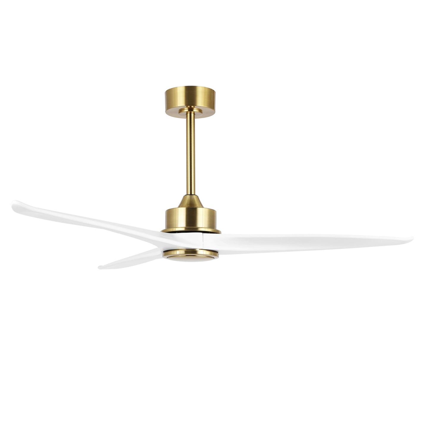 52" Gold and White Ceiling Fan with Remote – Modern No Light Fan