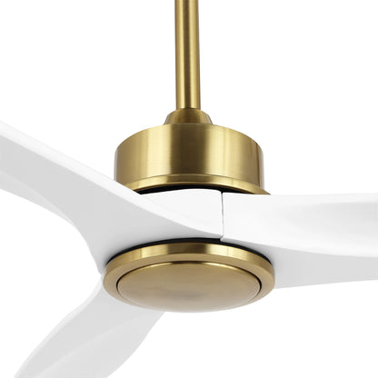 52" Gold and White Ceiling Fan with Remote – Modern No Light Fan
