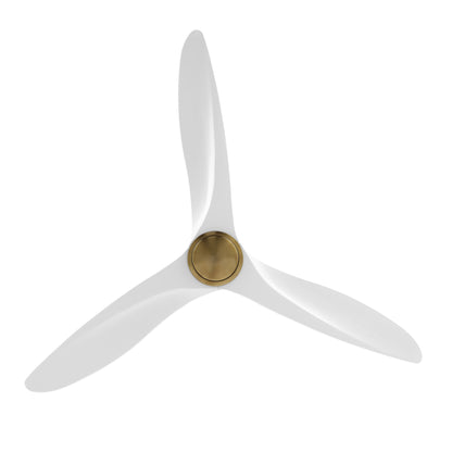 52" Gold and White Ceiling Fan with Remote – Modern No Light Fan