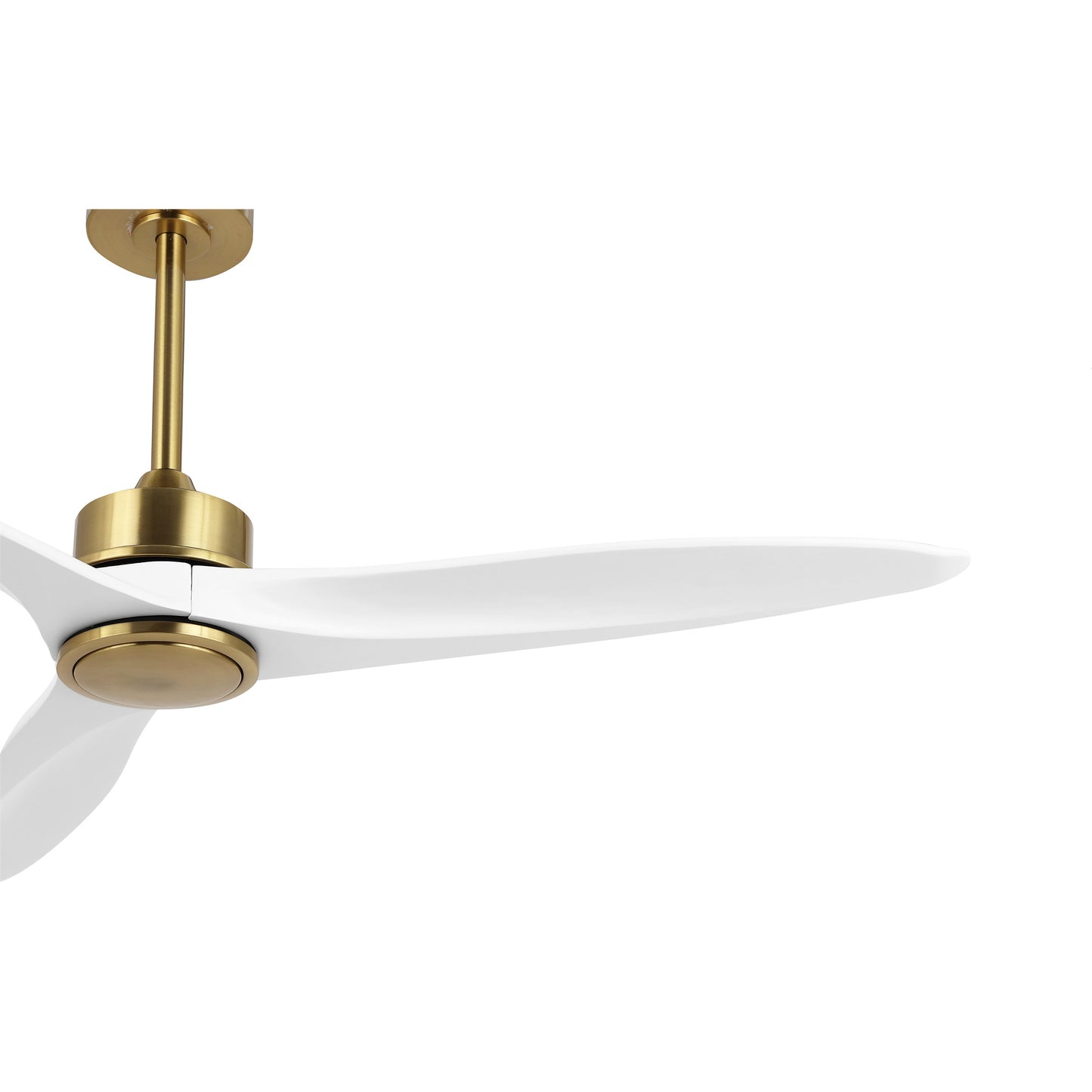 52" Gold and White Ceiling Fan with Remote – Modern No Light Fan
