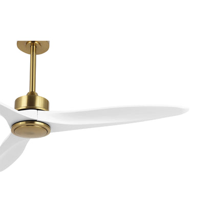 52" Gold and White Ceiling Fan with Remote – Modern No Light Fan