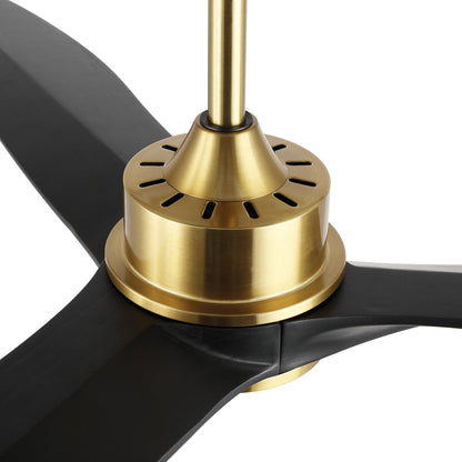 52" Gold and Black Ceiling Fan with Remote – Modern No Light Fan
