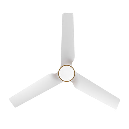 52" Gold and White Ceiling Fan with LED Light and Remote – Modern Wood Blade Fan