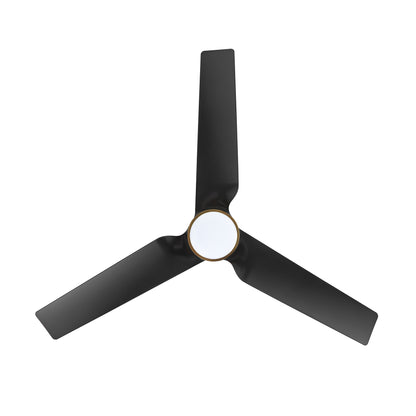 52" Gold and Black Ceiling Fan with LED Light and Remote – Modern Wood Blade Fan