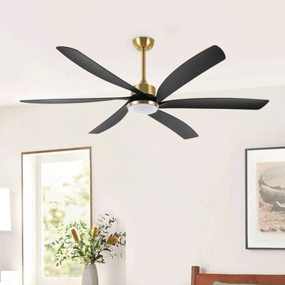 64" Gold & Black Ceiling Fan with Light & Remote – Quiet 6-Speed DC Motor