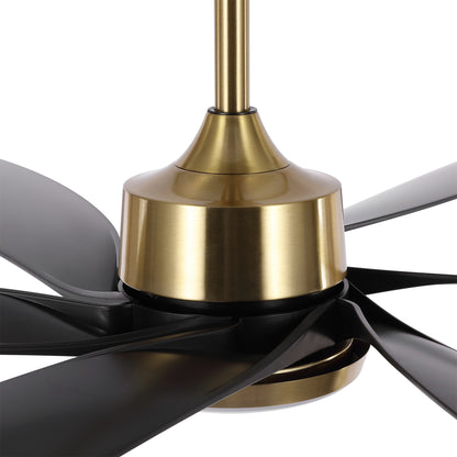 64" Gold & Black Ceiling Fan with Light & Remote – Quiet 6-Speed DC Motor