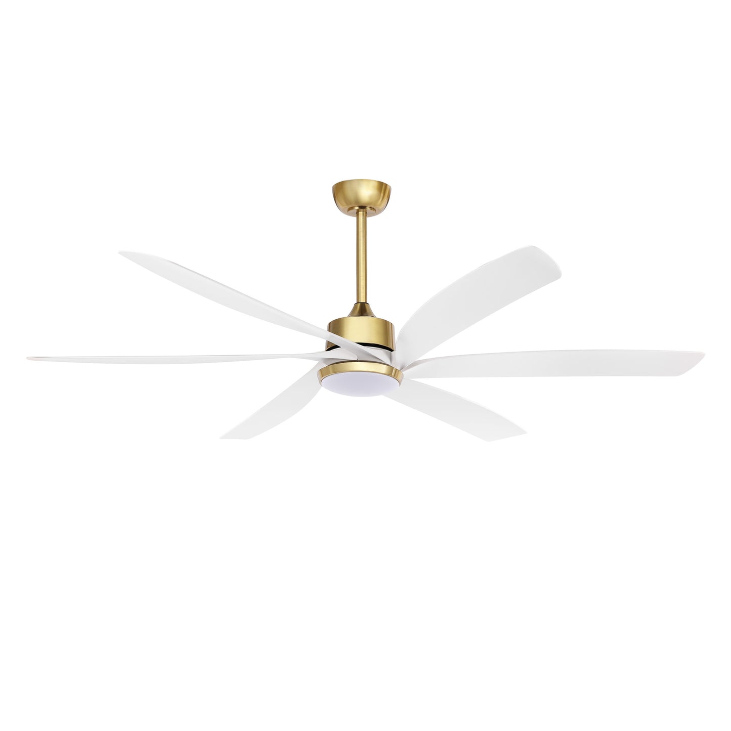 64" Gold & White Ceiling Fan with Light & Remote – Quiet 6-Speed DC Motor