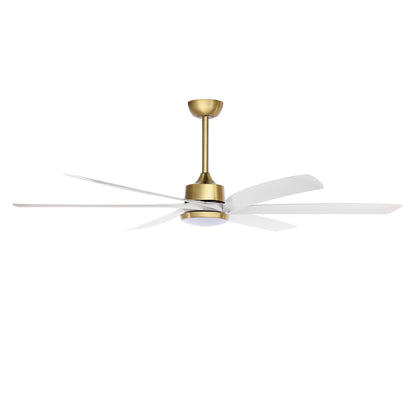 64" Gold & White Ceiling Fan with Light & Remote – Quiet 6-Speed DC Motor