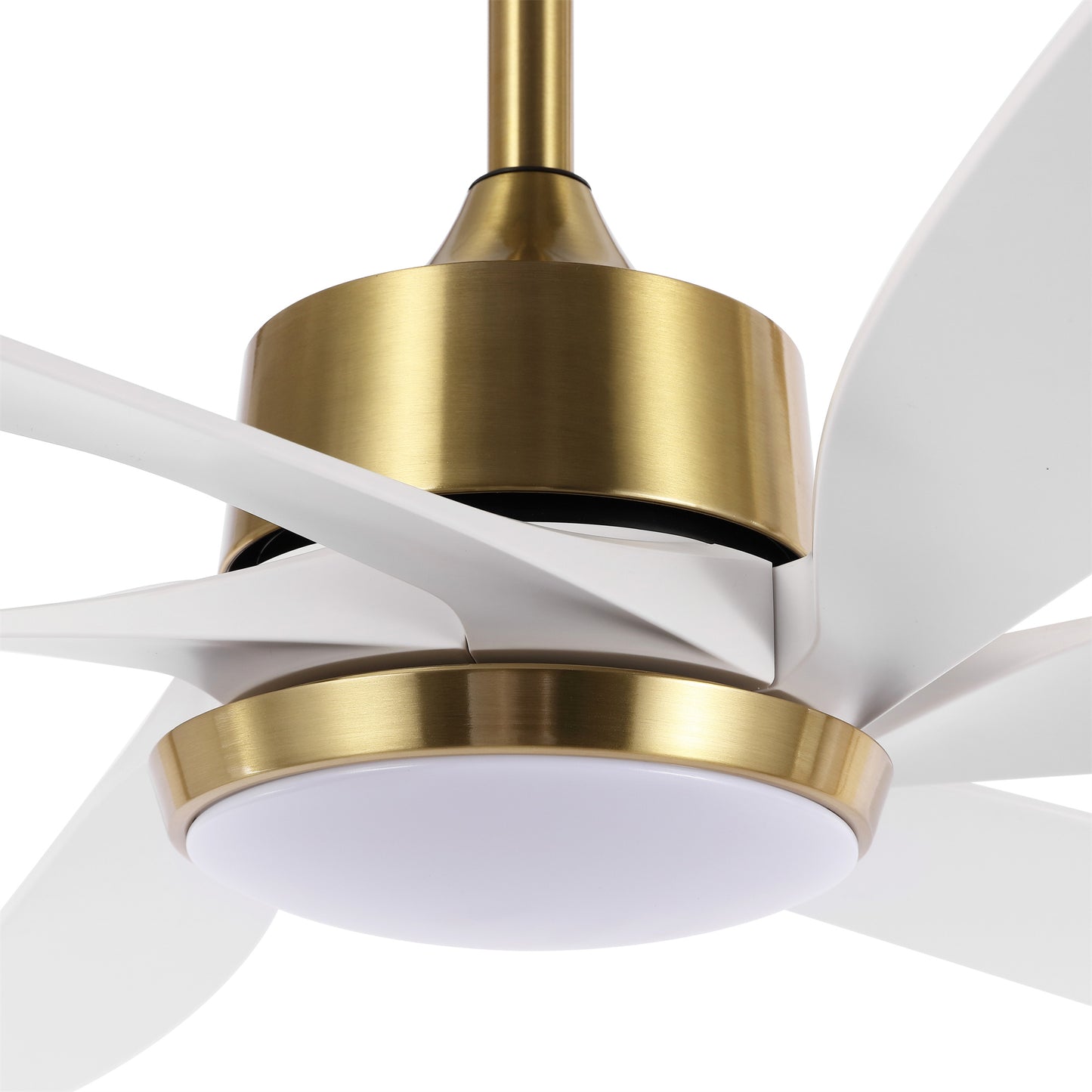 64" Gold & White Ceiling Fan with Light & Remote – Quiet 6-Speed DC Motor