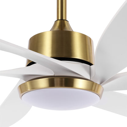 64" Gold & White Ceiling Fan with Light & Remote – Quiet 6-Speed DC Motor