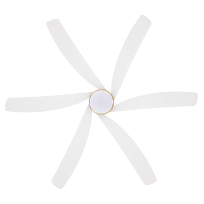 64" Gold & White Ceiling Fan with Light & Remote – Quiet 6-Speed DC Motor