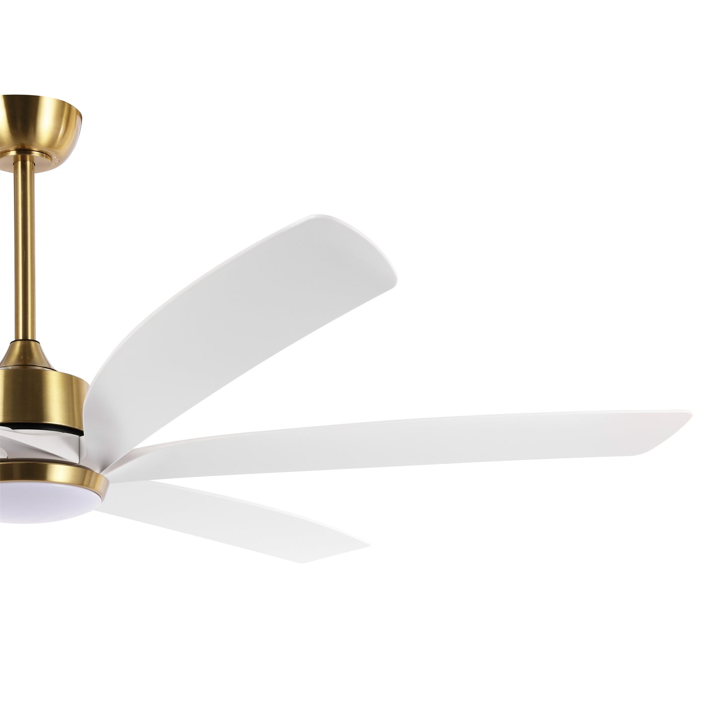 64" Gold & White Ceiling Fan with Light & Remote – Quiet 6-Speed DC Motor