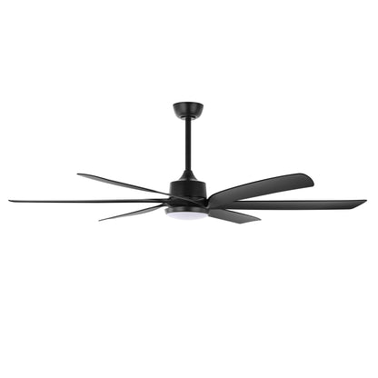 64" Matte Black Ceiling Fan with Light & Remote – Quiet 6-Speed DC Motor