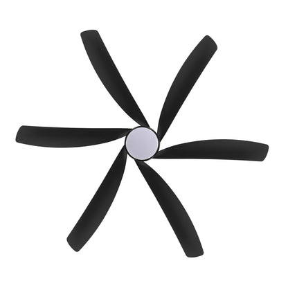 64" Matte Black Ceiling Fan with Light & Remote – Quiet 6-Speed DC Motor
