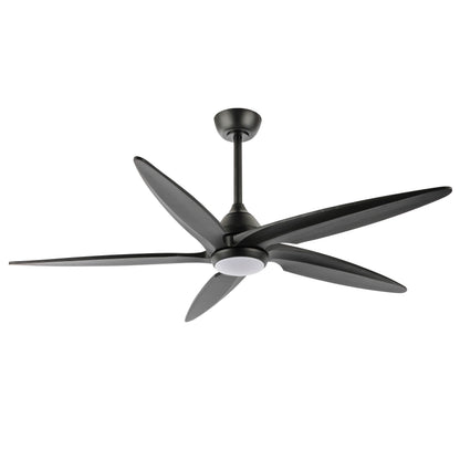 54" Matte Black Ceiling Fan with LED Light and Remote – Modern Dimmable Fan