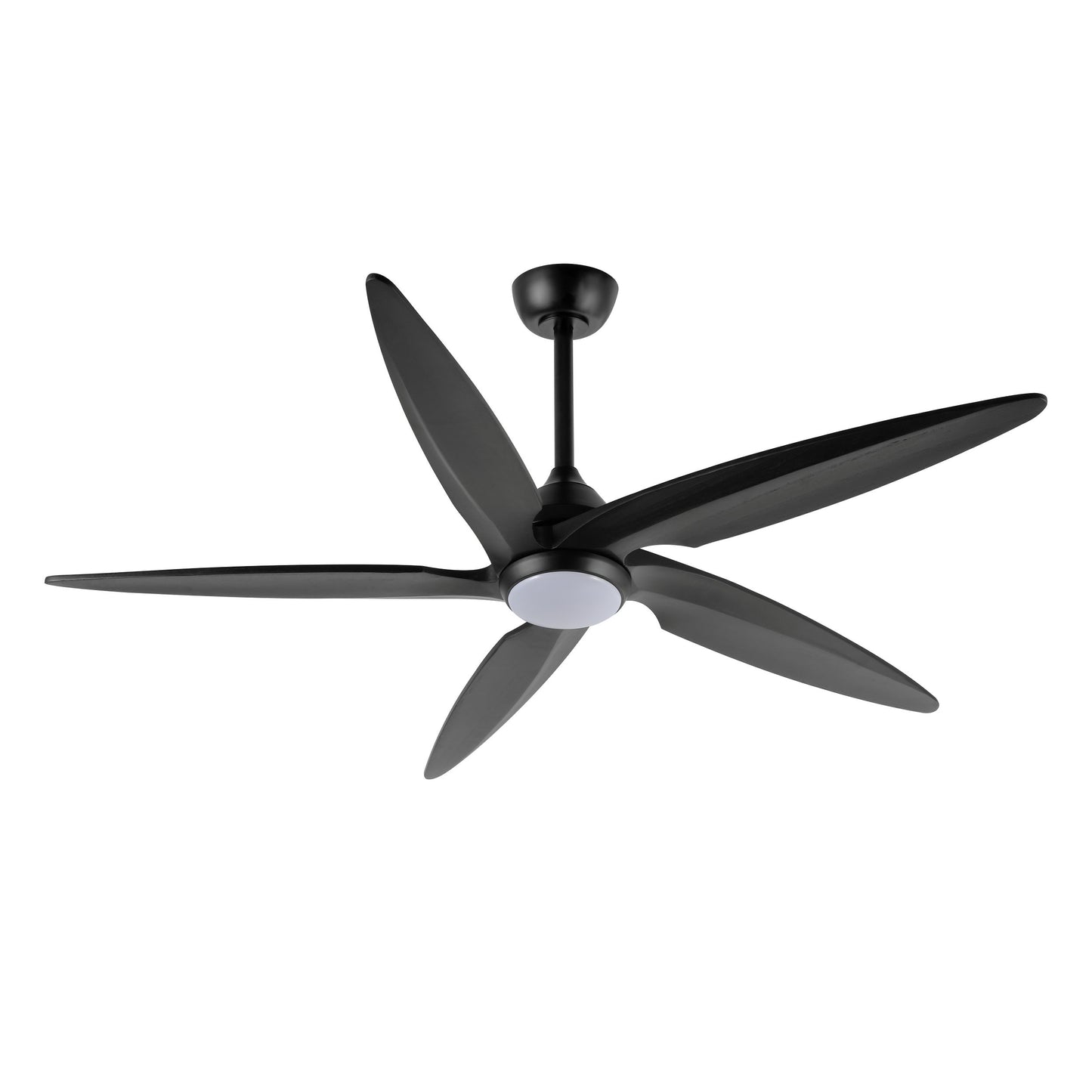 54" Matte Black Ceiling Fan with LED Light and Remote – Modern Dimmable Fan