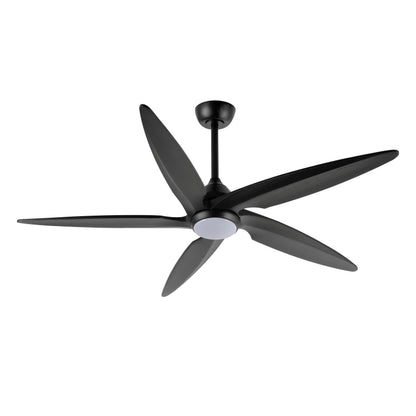 54" Matte Black Ceiling Fan with LED Light and Remote – Modern Dimmable Fan