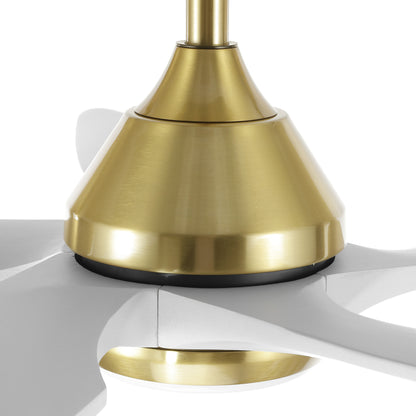 54" Gold and White Ceiling Fan with LED Light and Remote – Modern Dimmable Fan