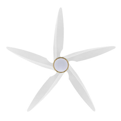 54" Gold and White Ceiling Fan with LED Light and Remote – Modern Dimmable Fan