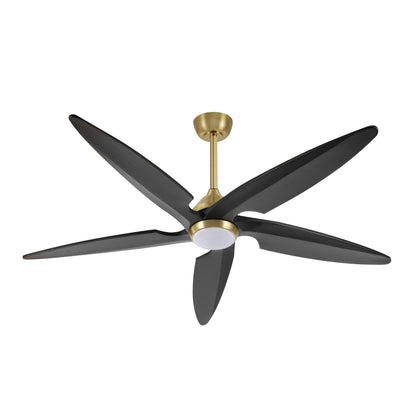 54" Gold and Black Ceiling Fan with LED Light and Remote – Modern Dimmable Fan