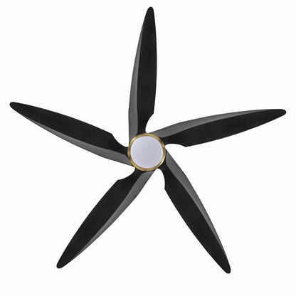 54" Gold and Black Ceiling Fan with LED Light and Remote – Modern Dimmable Fan