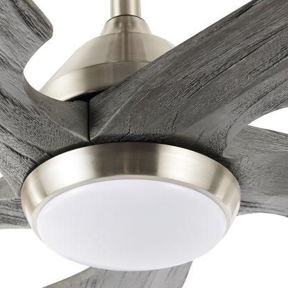 54" Silver Ceiling Fan with Gray Blades and LED Light – Modern Remote Fan
