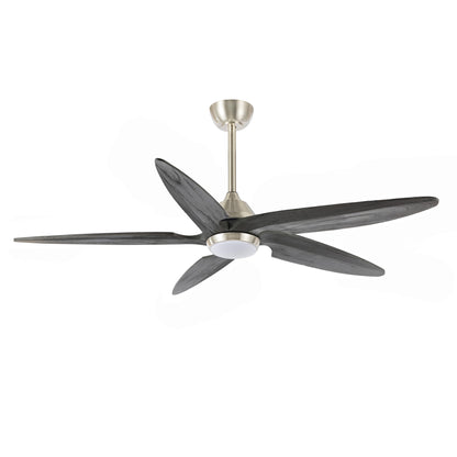 54" Silver Ceiling Fan with Gray Blades and LED Light – Modern Remote Fan