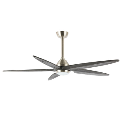 54" Silver Ceiling Fan with Gray Blades and LED Light – Modern Remote Fan