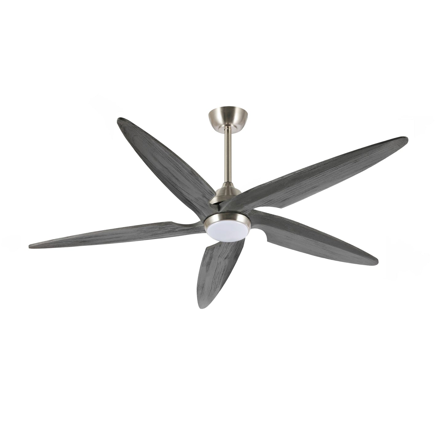 54" Silver Ceiling Fan with Gray Blades and LED Light – Modern Remote Fan