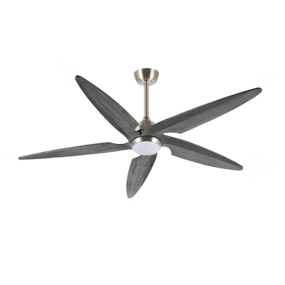 54" Silver Ceiling Fan with Gray Blades and LED Light – Modern Remote Fan