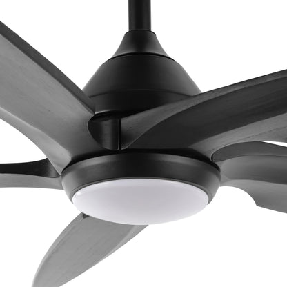 64" Matte Black Ceiling Fan with LED Light and Remote – Modern Large Room Fan