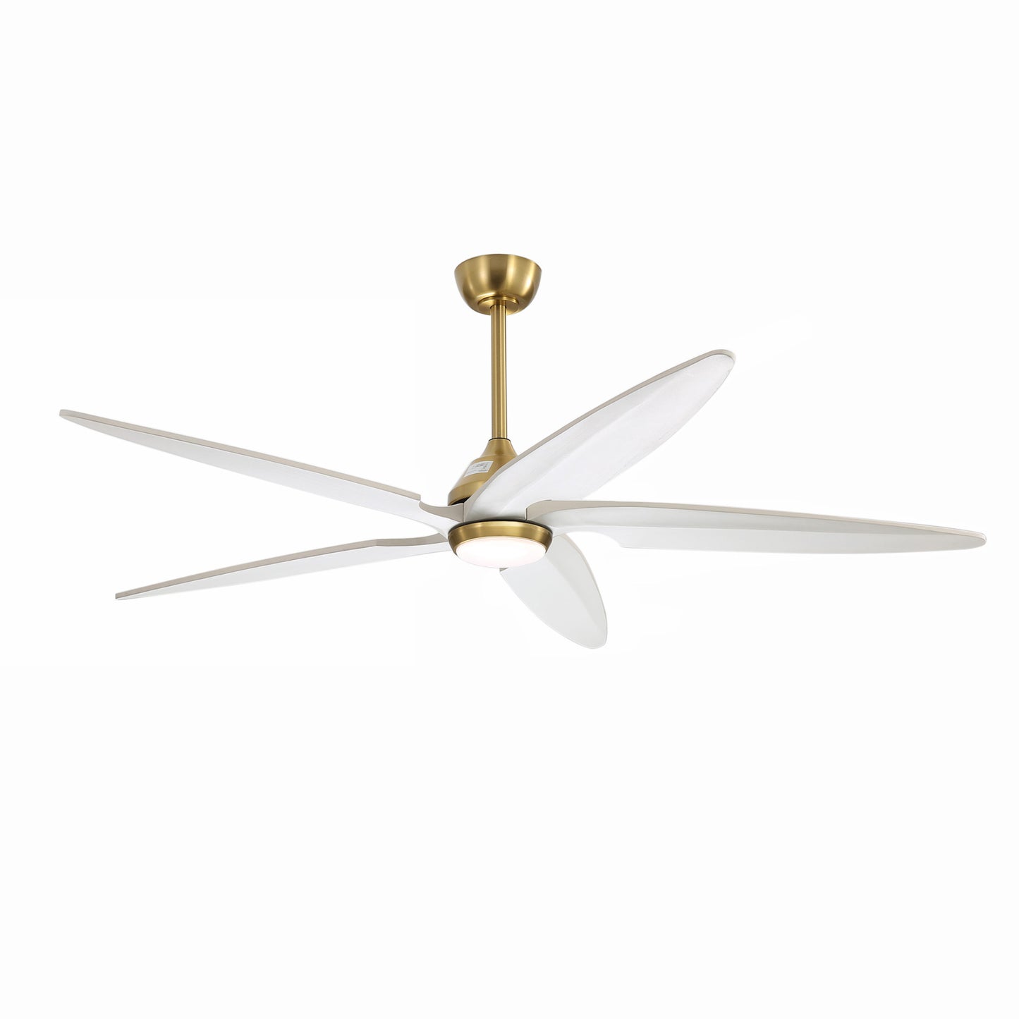 64" Gold and White Ceiling Fan with LED Light and Remote – Modern Large Room Fan