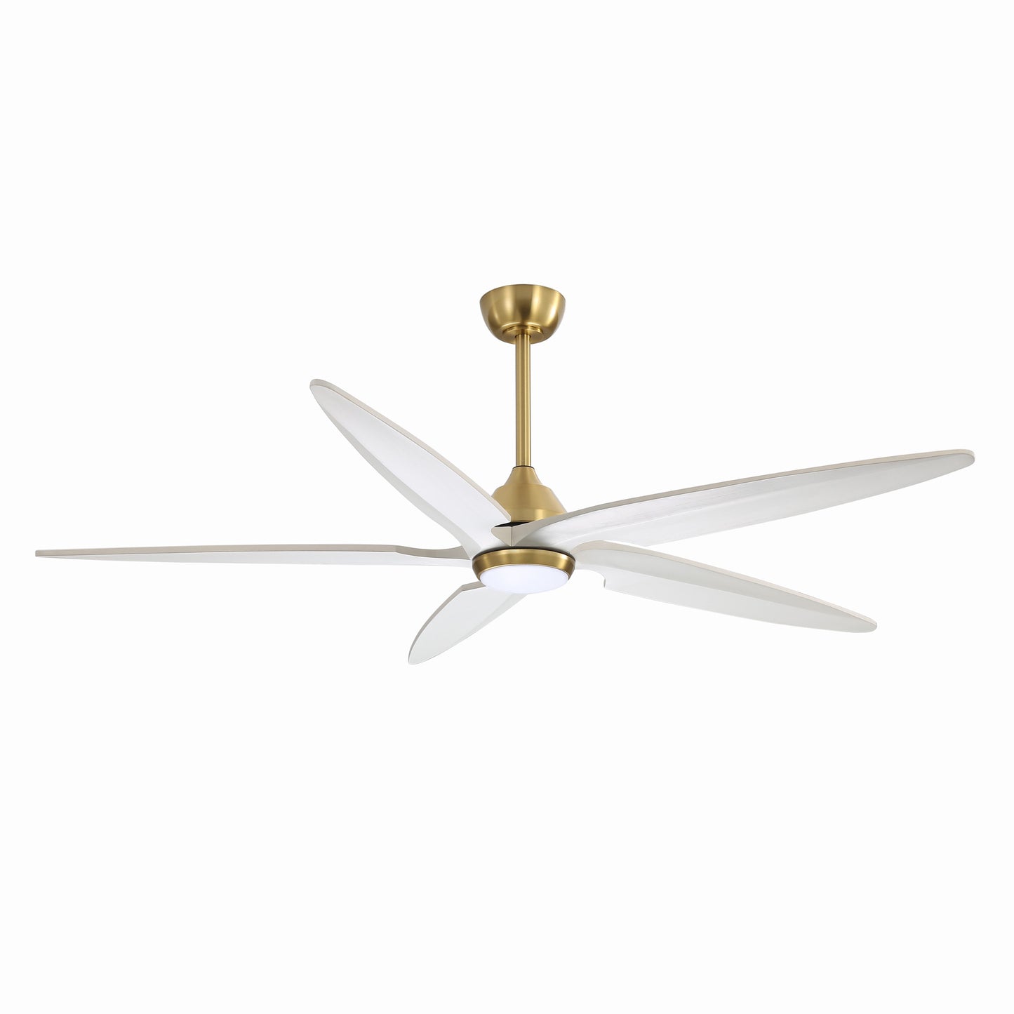 64" Gold and White Ceiling Fan with LED Light and Remote – Modern Large Room Fan
