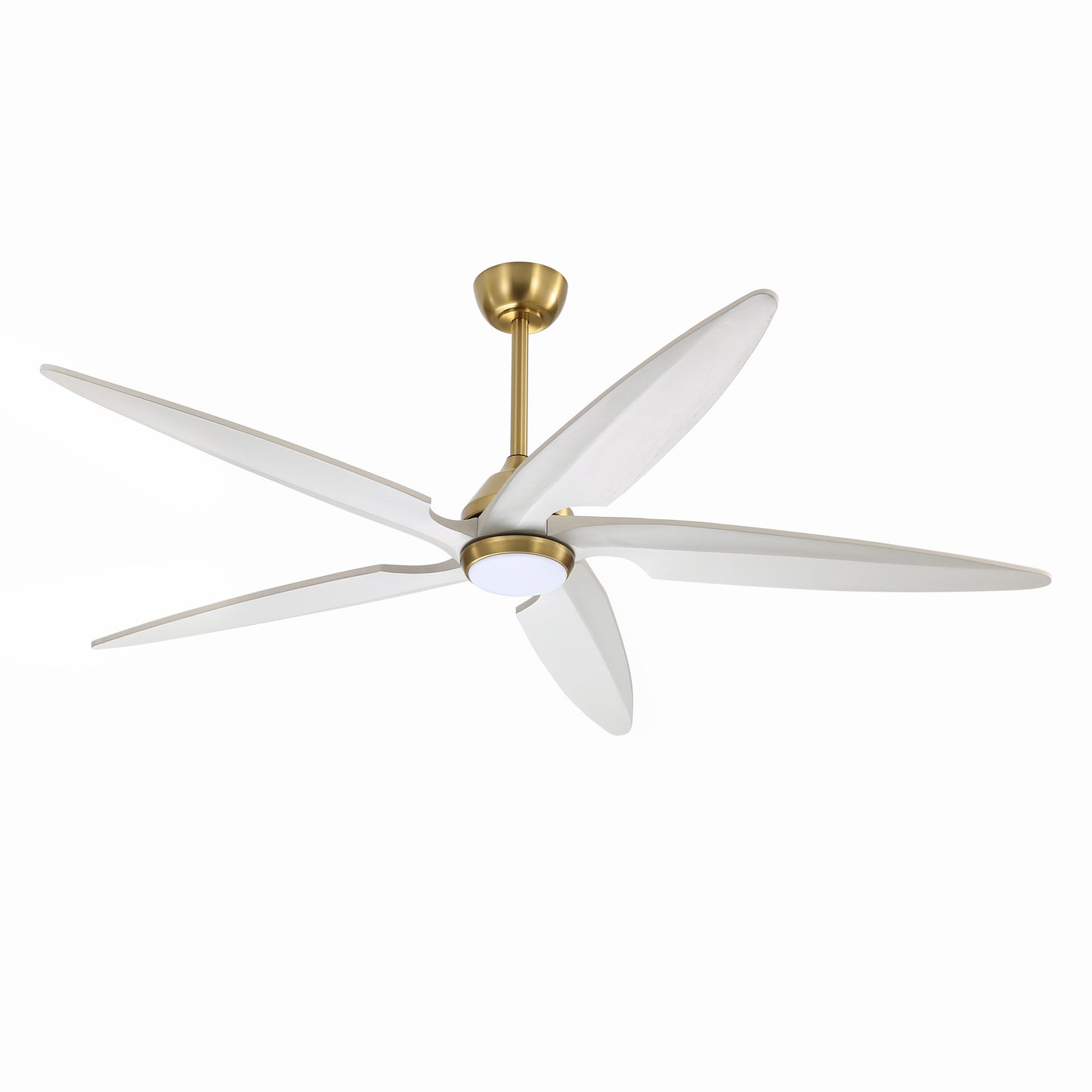 64" Gold and White Ceiling Fan with LED Light and Remote – Modern Large Room Fan