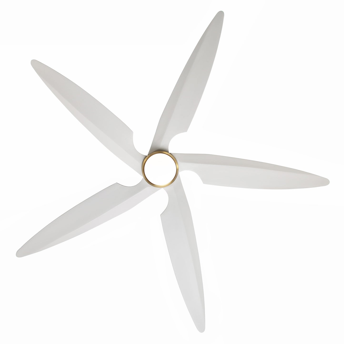 64" Gold and White Ceiling Fan with LED Light and Remote – Modern Large Room Fan