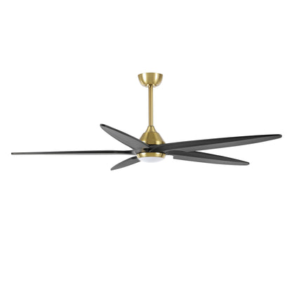 64" Gold and Black Ceiling Fan with LED Light and Remote – Modern Large Room Fan